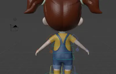卡通双马尾女孩角色绑定blender模型