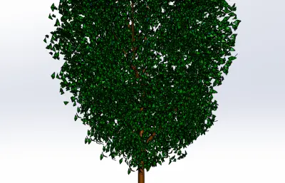 公园长凳+景观树solidworks模型