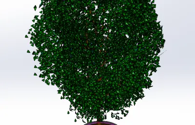 公园长凳+景观树solidworks模型