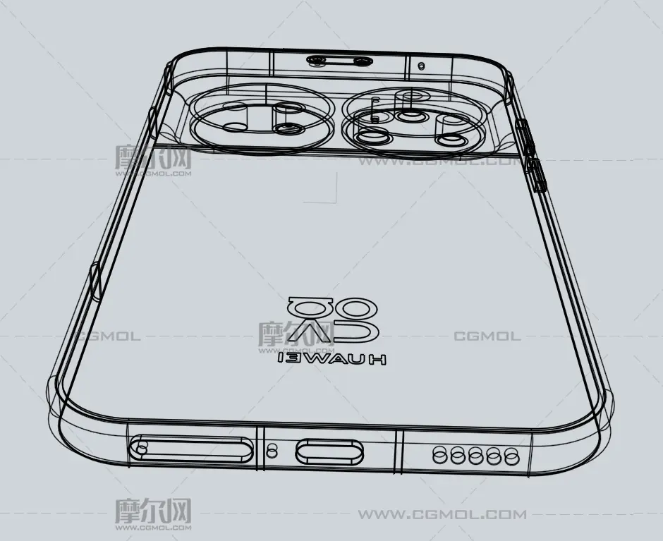 华为HUAWEI Nova 16 Ultra手机3D模型白膜,stp,C4d格式