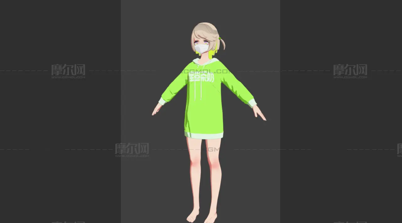 卡通少女萝莉,便利店店员,三套服装