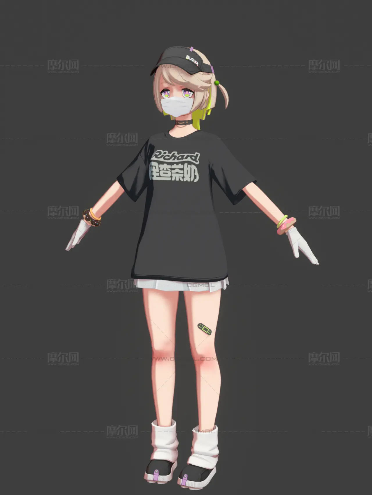 卡通少女萝莉,便利店店员,三套服装