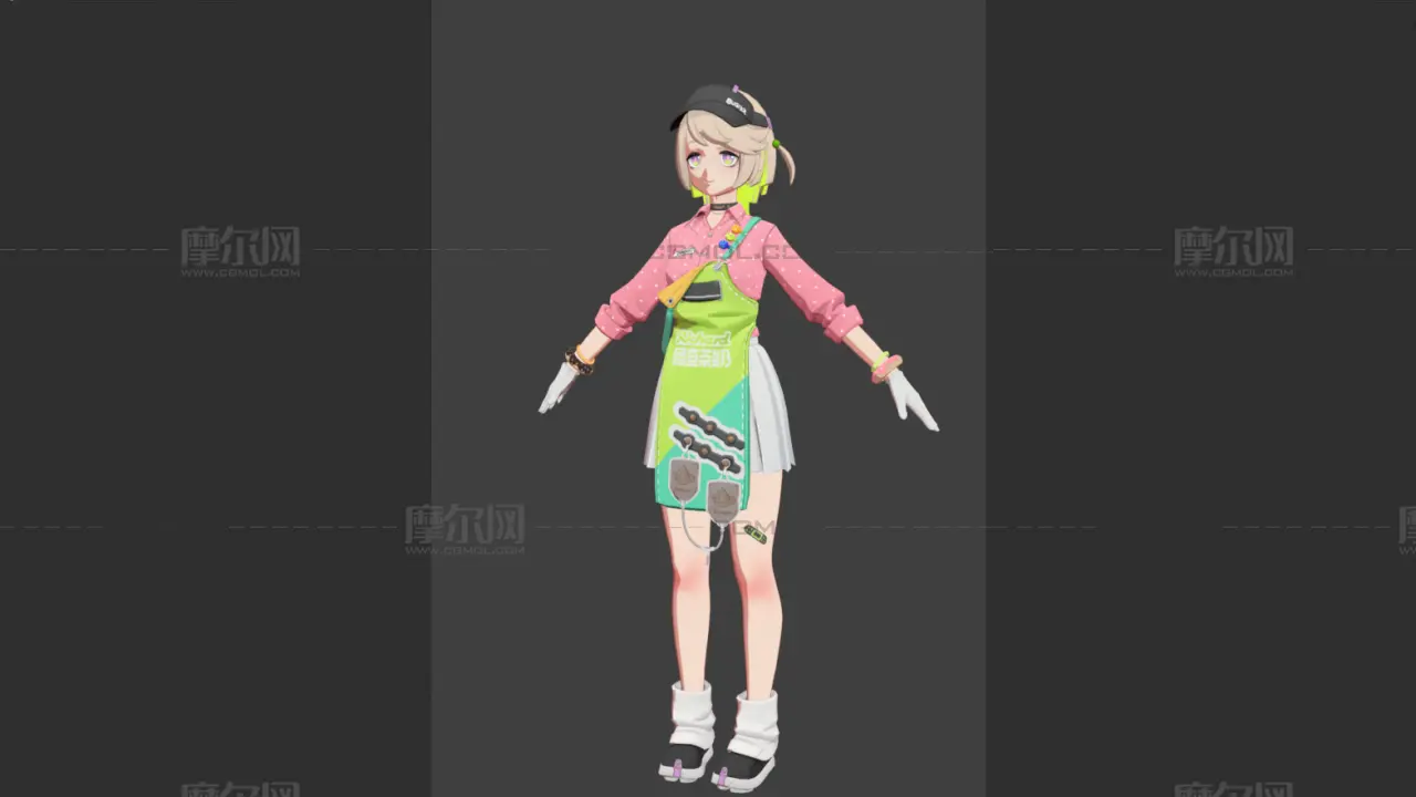 卡通少女萝莉,便利店店员,三套服装