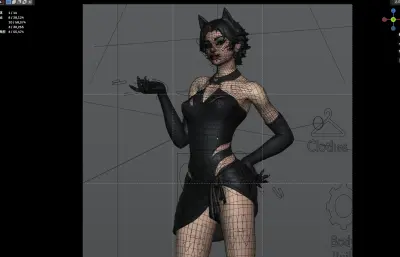 有绑定的猫女,女英雄blender模型