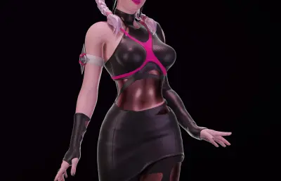 次世代高马尾墨镜女孩blender模型
