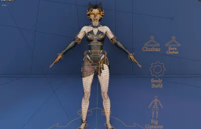 有绑定的猫女,女英雄blender模型
