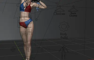小丑女哈莉奎因,比基尼女blender模型