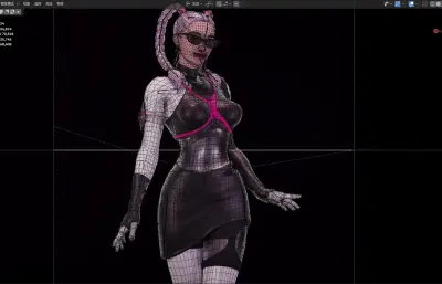 次世代高马尾墨镜女孩blender模型