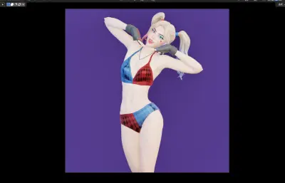 小丑女哈莉奎因,比基尼女blender模型