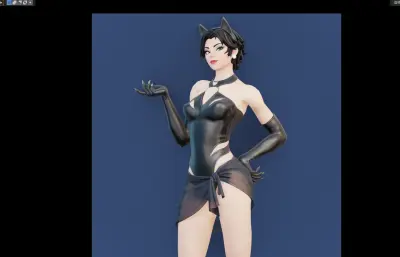 有绑定的猫女,女英雄blender模型