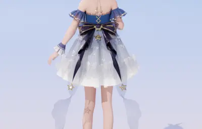 两个二次元女孩,卡通少女blender模型