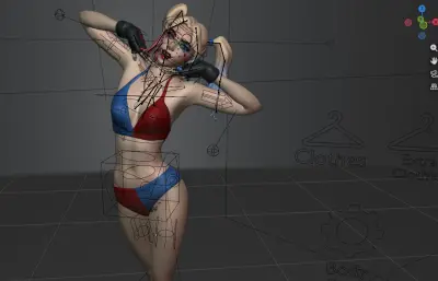 小丑女哈莉奎因,比基尼女blender模型