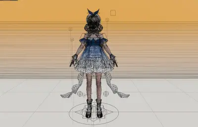 两个二次元女孩,卡通少女blender模型