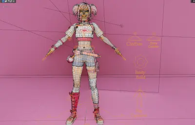时尚可爱女孩blender模型