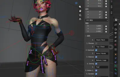 有绑定的猫女,女英雄blender模型