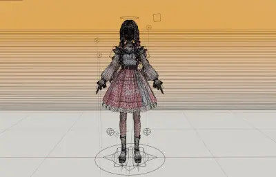 两个二次元女孩,卡通少女blender模型