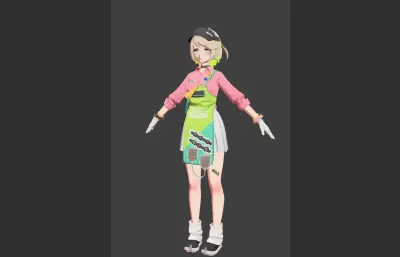 卡通少女萝莉,便利店店员,三套服装