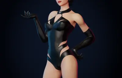 有绑定的猫女,女英雄blender模型