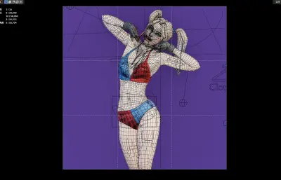 小丑女哈莉奎因,比基尼女blender模型