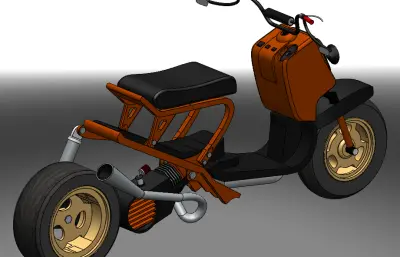 本田鲁库斯双轮摩托车solidworks模型