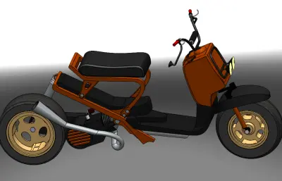 本田鲁库斯双轮摩托车solidworks模型