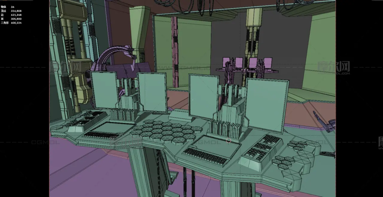 科幻控制室blender模型