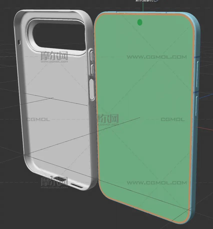 华为HUAWEI Pura X View手机+手机保护壳C4D模型
