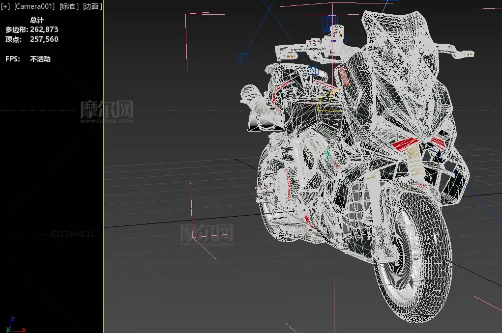 意塔杰特700双缸大踏板摩托车3dmax模型