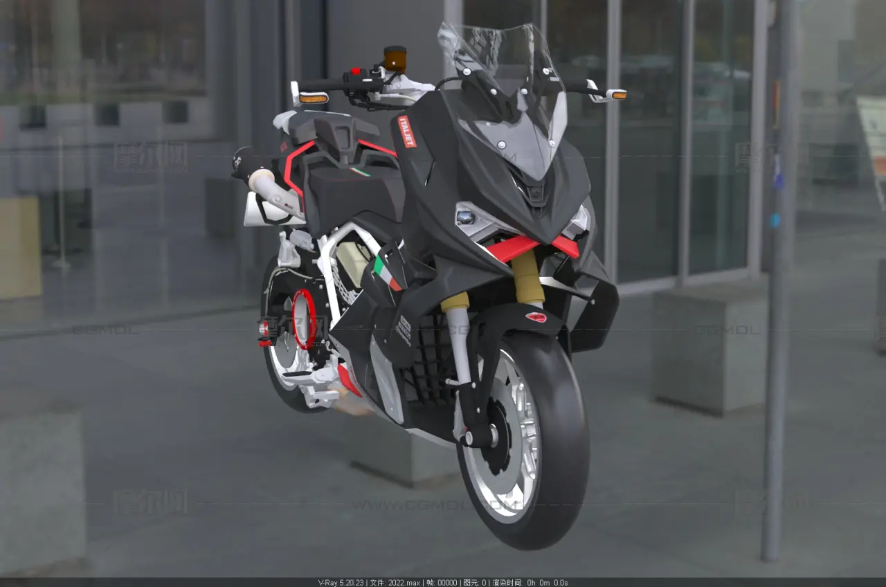 意塔杰特700双缸大踏板摩托车3dmax模型