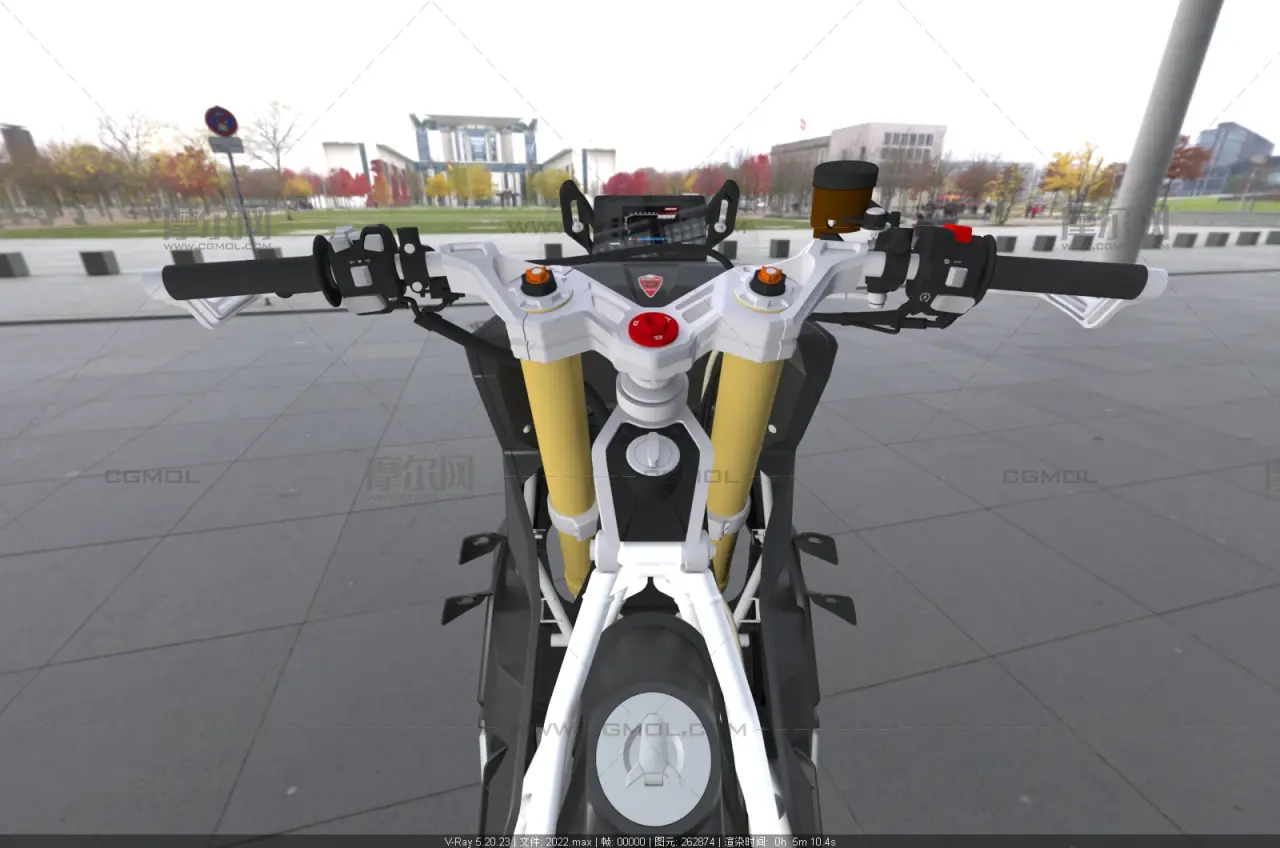 意塔杰特700双缸大踏板摩托车3dmax模型