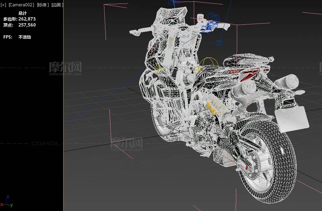 意塔杰特700双缸大踏板摩托车3dmax模型