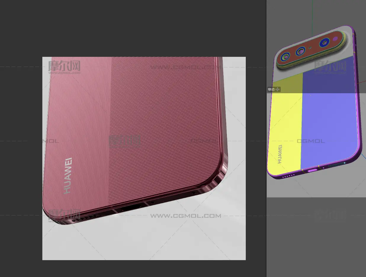 HUAWEI Pura X View手机3D模型文件,C4D文件有redshift材质