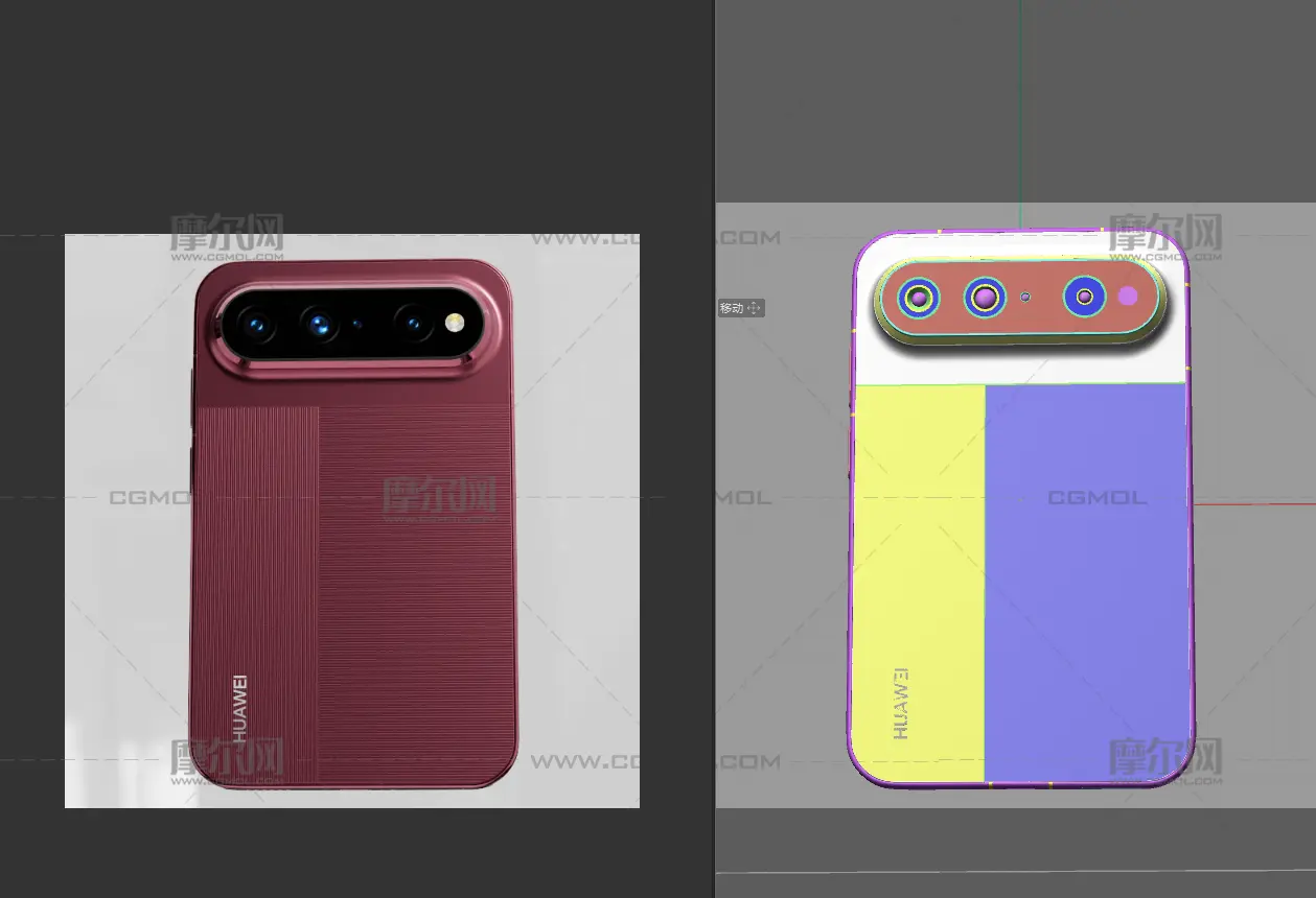HUAWEI Pura X View手机3D模型文件,C4D文件有redshift材质