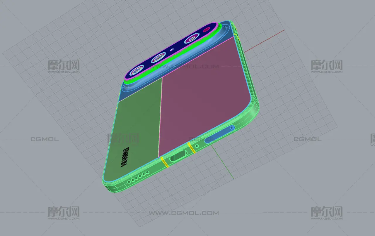 HUAWEI Pura X View手机3D模型文件,C4D文件有redshift材质
