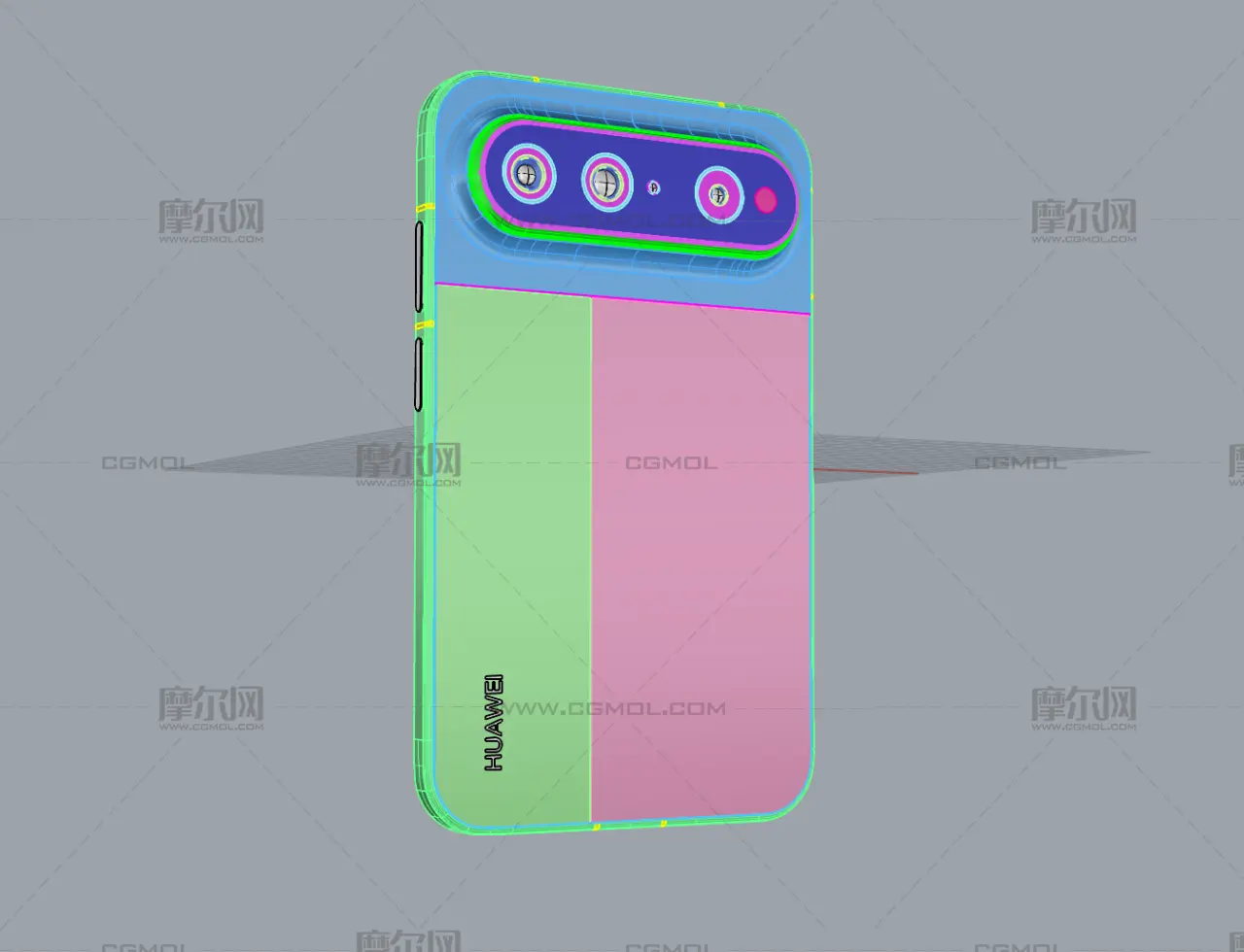 HUAWEI Pura X View手机3D模型文件,C4D文件有redshift材质