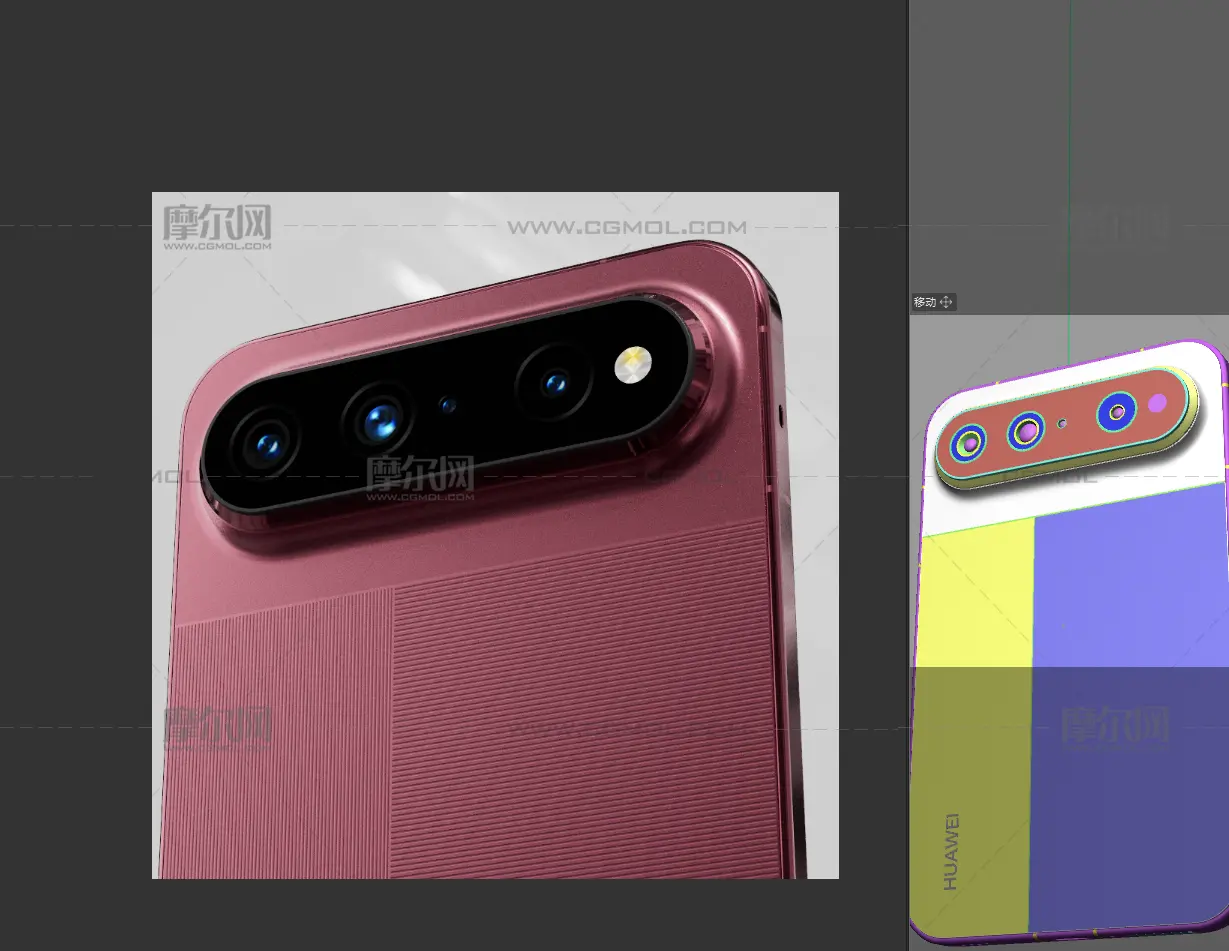HUAWEI Pura X View手机3D模型文件,C4D文件有redshift材质