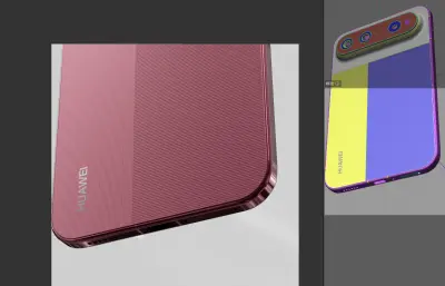 HUAWEI Pura X View手机3D模型文件,C4D文件有redshift材质