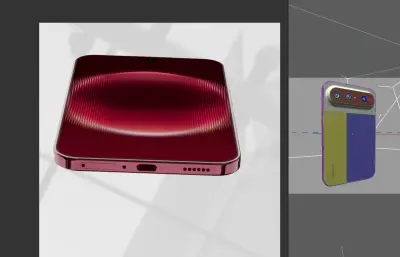 HUAWEI Pura X View手机3D模型文件,C4D文件有redshift材质