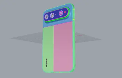 HUAWEI Pura X View手机3D模型文件,C4D文件有redshift材质