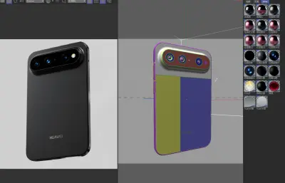 HUAWEI Pura X View手机3D模型文件,C4D文件有redshift材质