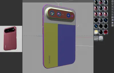 HUAWEI Pura X View手机3D模型文件,C4D文件有redshift材质