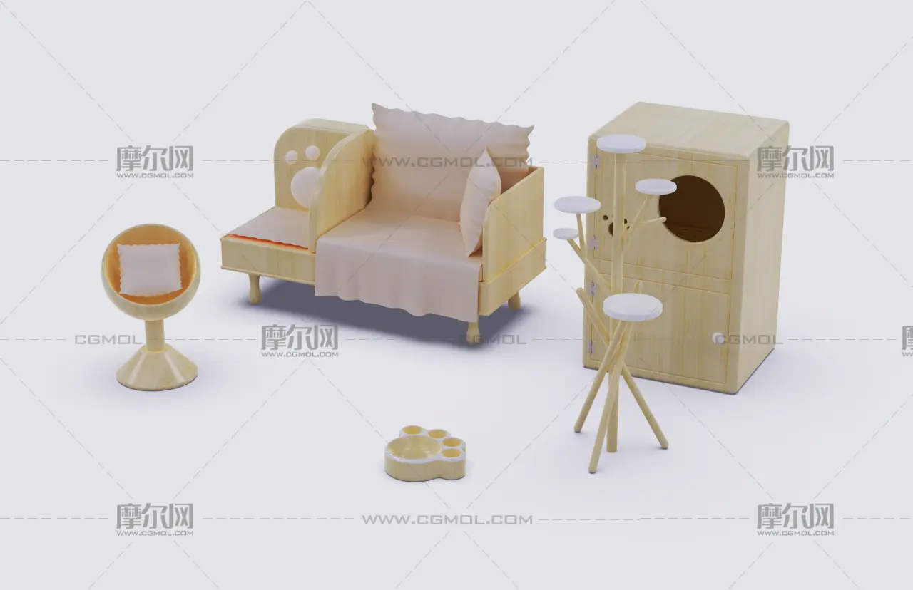 宠物家具,宠物用品,宠物玩具建模
