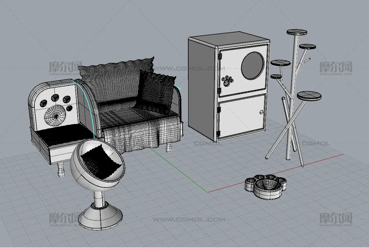 宠物家具,宠物用品,宠物玩具建模