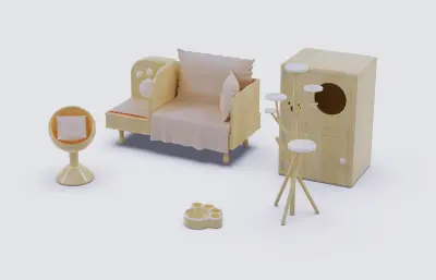 宠物家具,宠物用品,宠物玩具建模