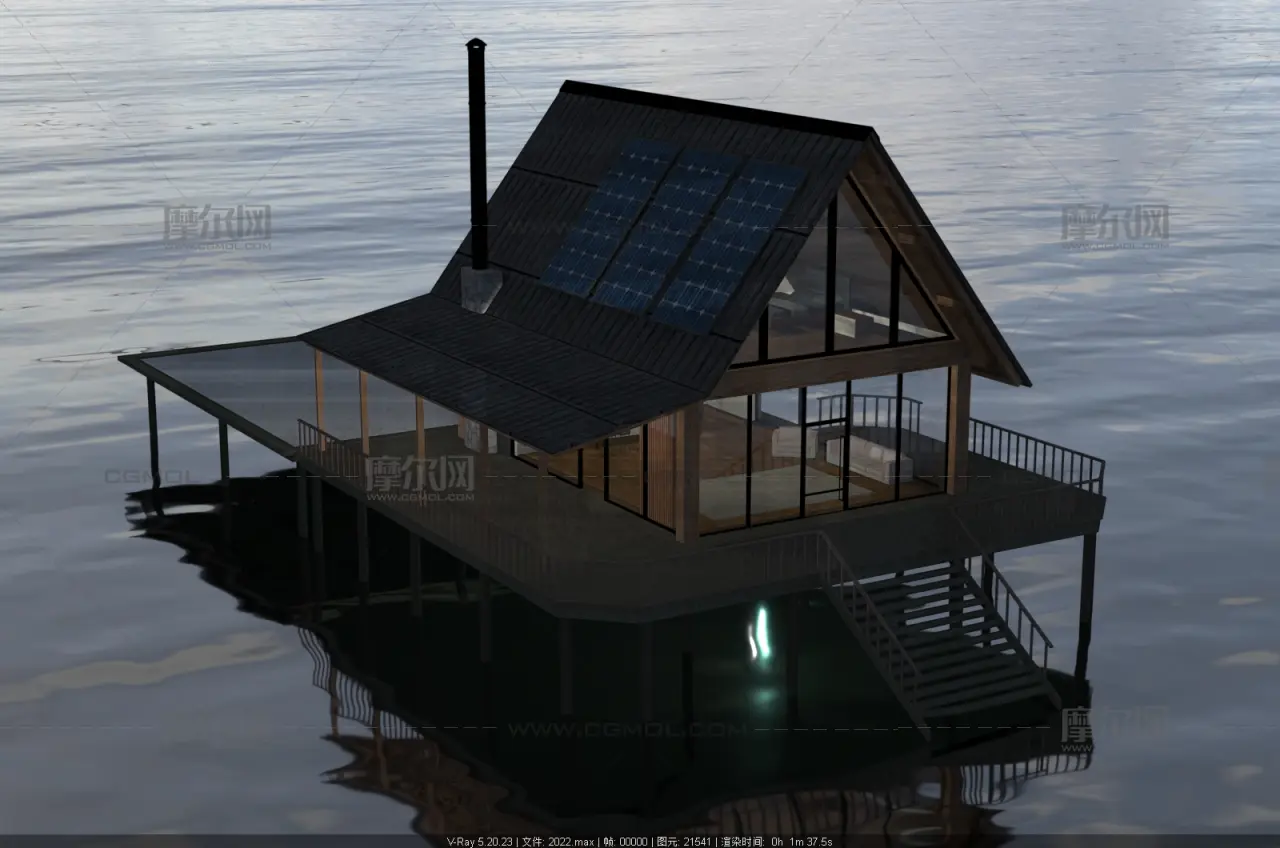野外露营小屋,山林湖畔木屋