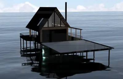 野外露营小屋,山林湖畔木屋