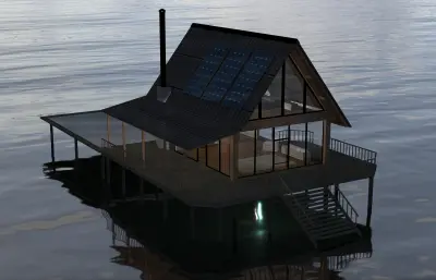 野外露营小屋,山林湖畔木屋