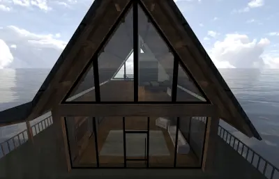 野外露营小屋,山林湖畔木屋