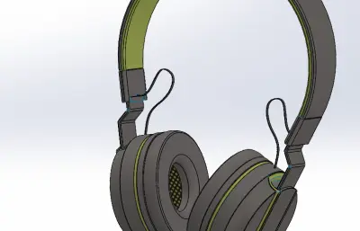 头戴式有线耳机solidworks模型