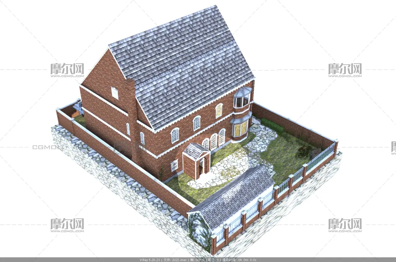 豪宅独栋别墅,三层住宅max塌陷模型